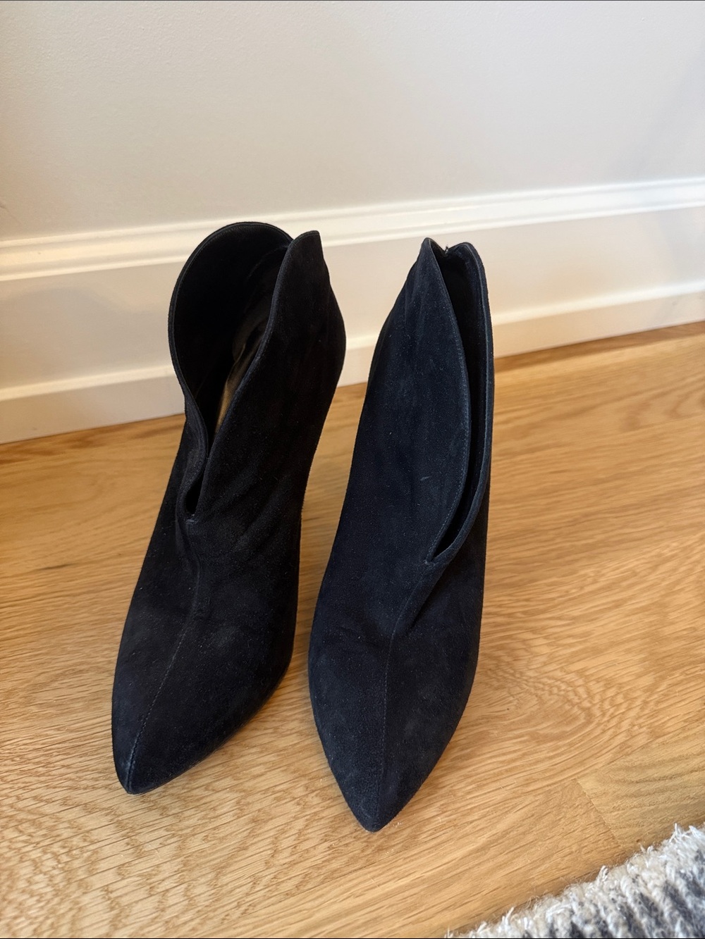 Miu Miu Black Suede Pointed Ankle Booties